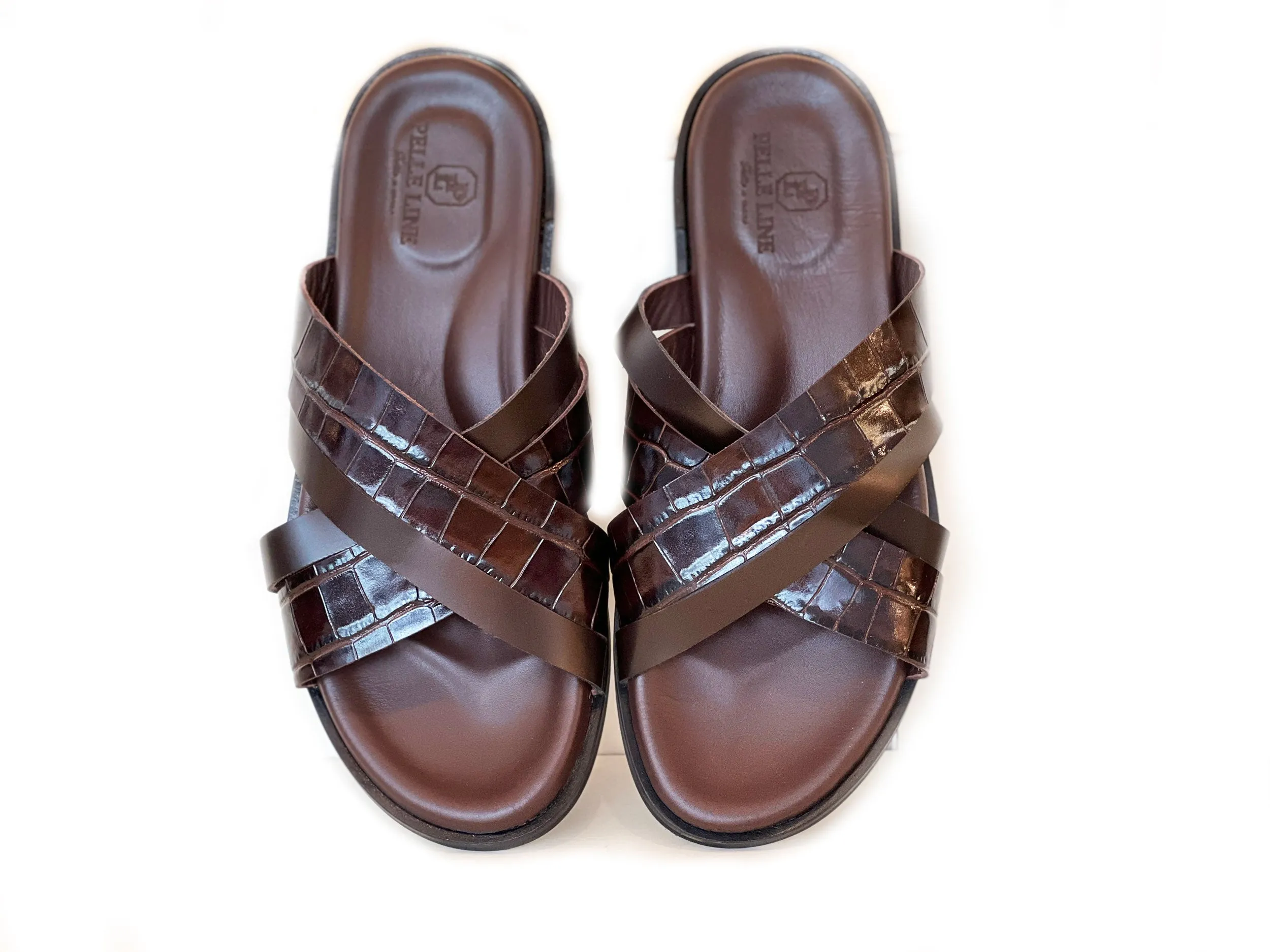 Pelle "Aruba" Slip-On Calfskin Sandal Brown