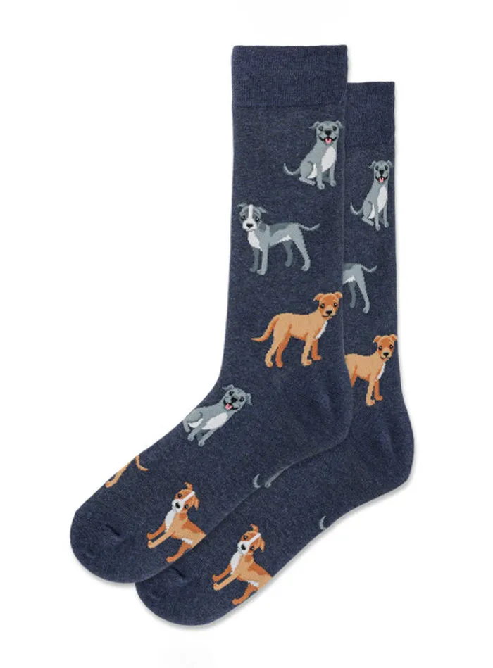 "Pitbulls" Cotton Dress Crew Socks by Hot Sox - Large