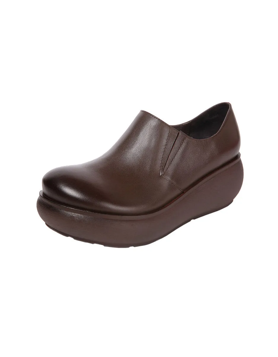 Side Elastic Rounded Toe Wedge Comfortable Shoes