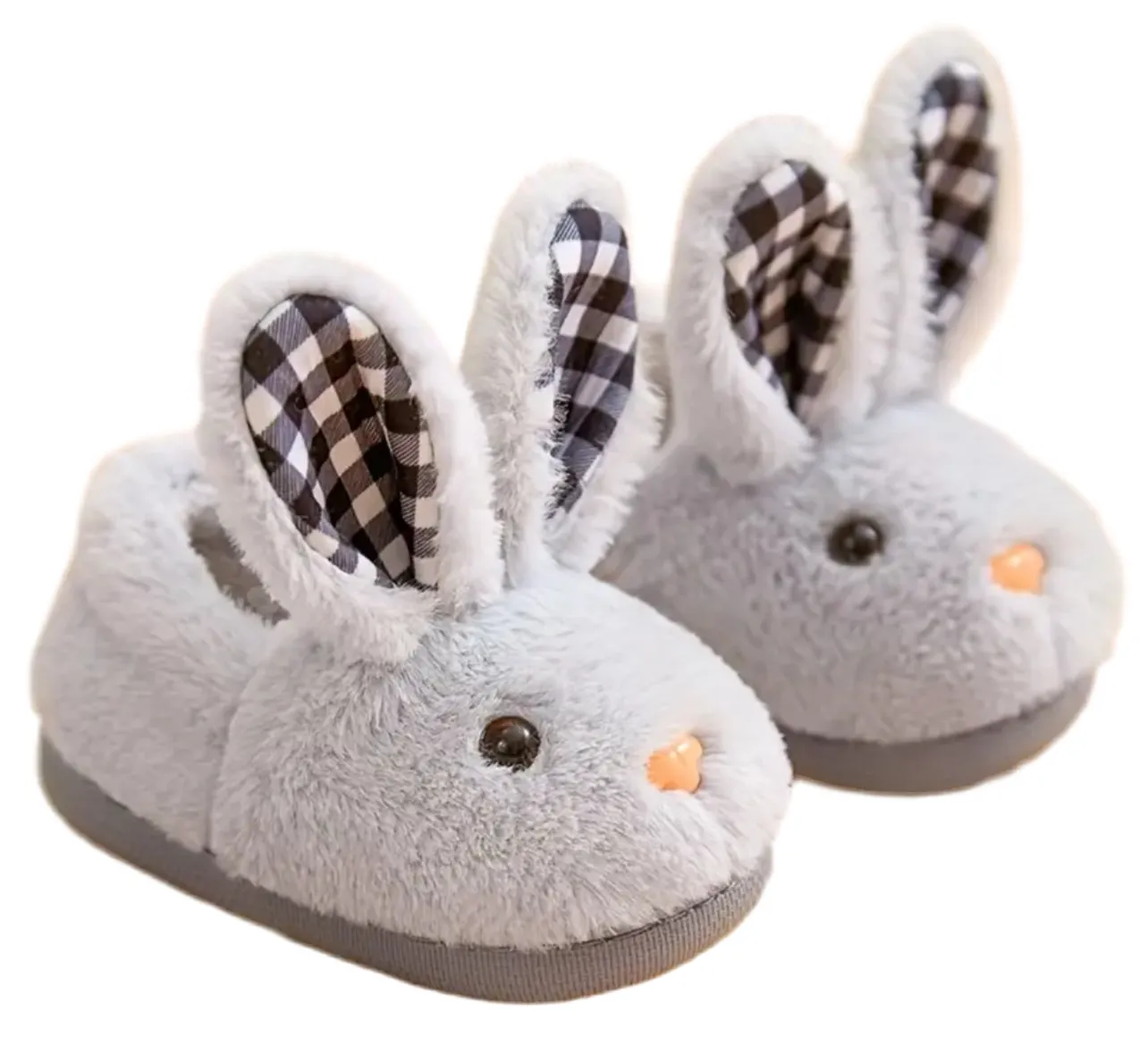 “Silly Rabbit”  Furry Slip-On House Slippers - Soft, Non-Slip, Comfortable & Warm, Youth