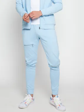 Sky Blue Tapered Zip Joggers