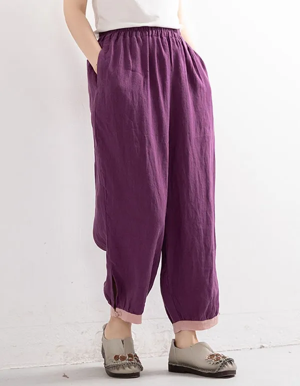 Solid Color Loose Summer Linen Pants