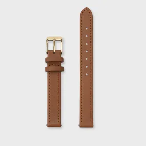 Strap 12 mm Leather Caramel, Gold Colour