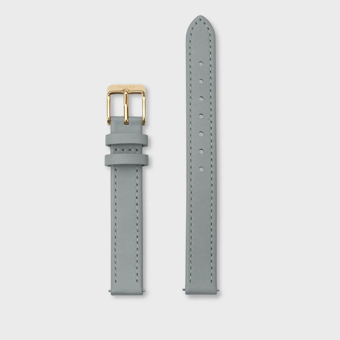 Strap 12 mm Leather Grey, Gold Colour