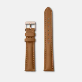 Strap 16 mm Leather Caramel, Rose Gold Colour