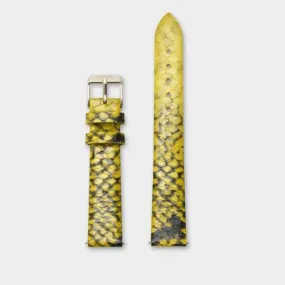 Strap 16 mm Leather Yellow Python, Gold Colour