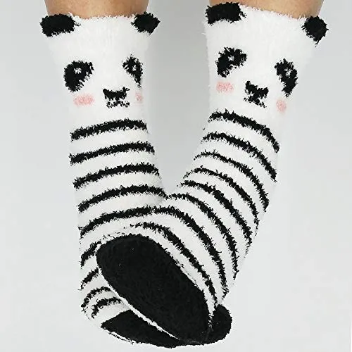 TeeHee Socks Women's Fuzzy Polyester Crew 2-Pack (R2012)