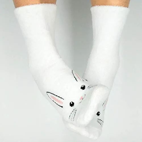 TeeHee Socks Women's Fuzzy Polyester Crew 2-Pack (R2012)