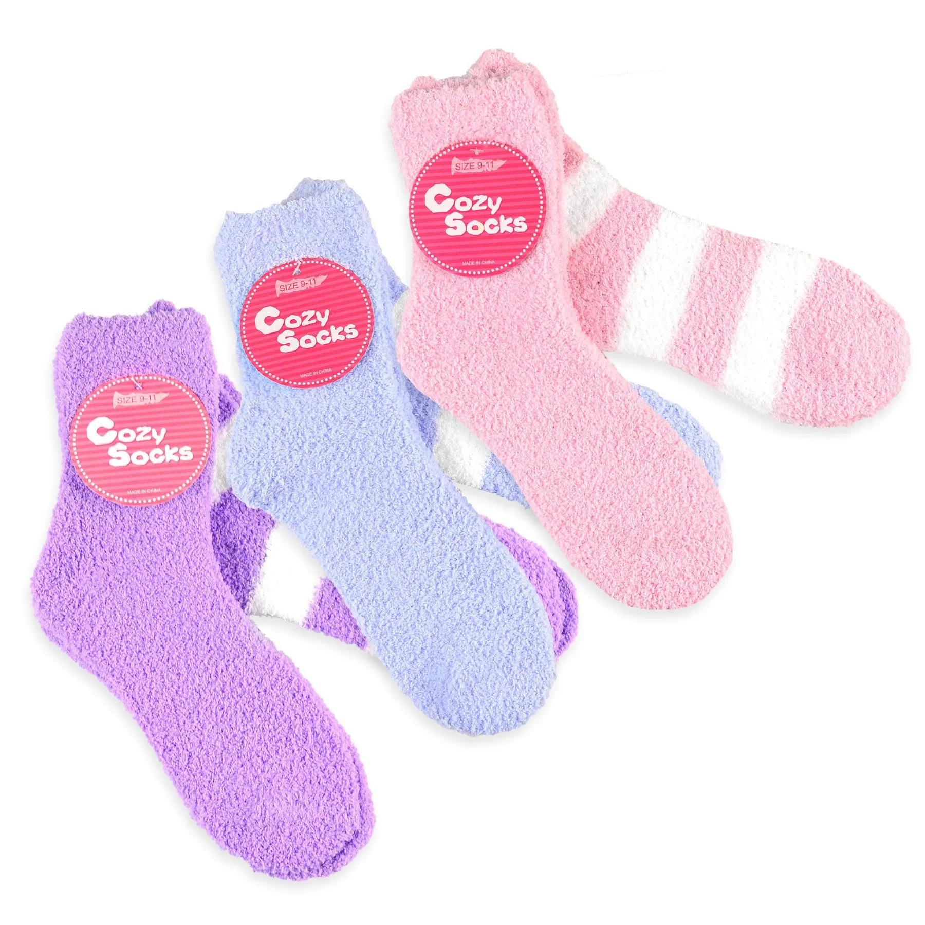 TeeHee Socks Women's Fuzzy Polyester Crew Bright 6-Pack (11190)