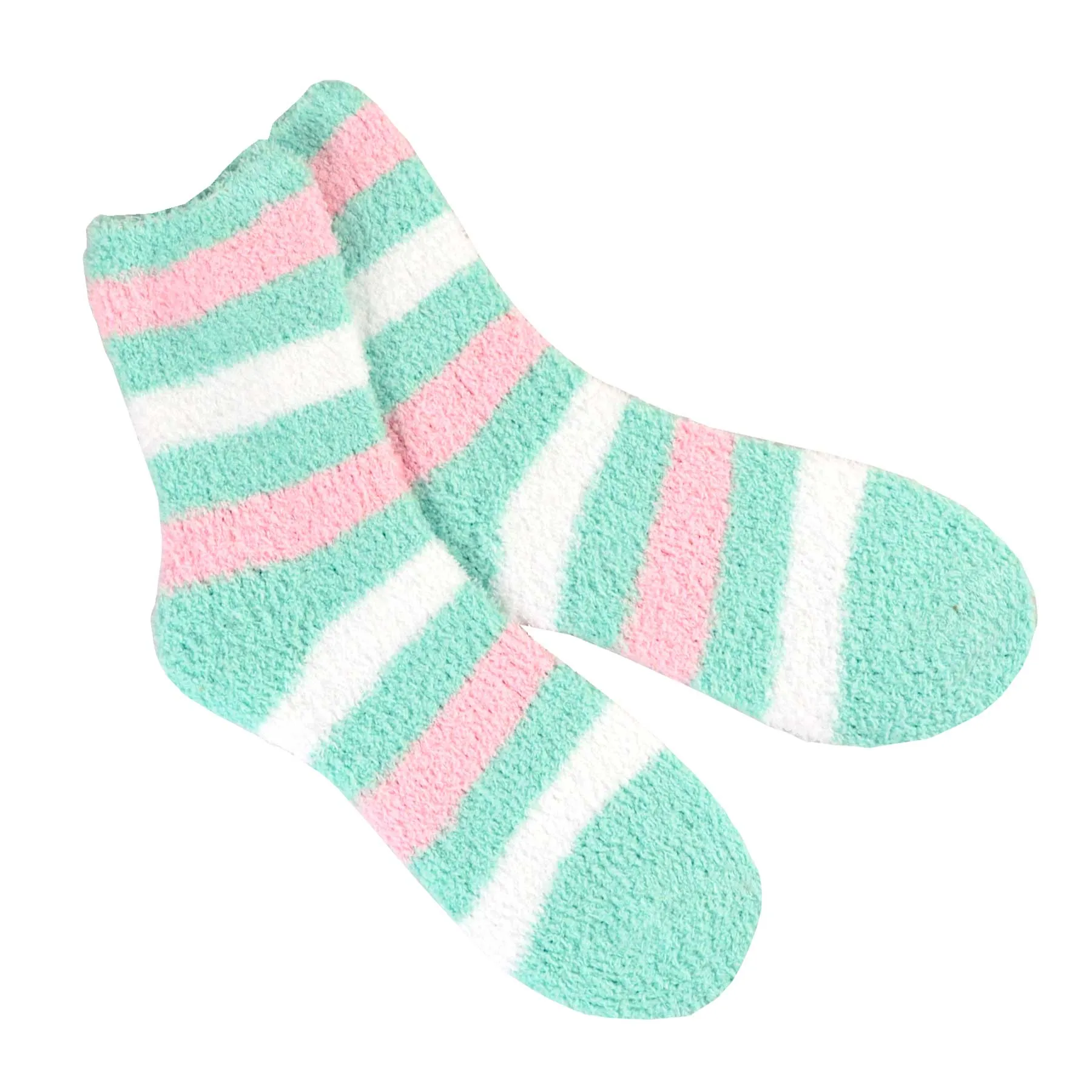 TeeHee Socks Women's Fuzzy Polyester Crew Mint 2-Pack (11191)