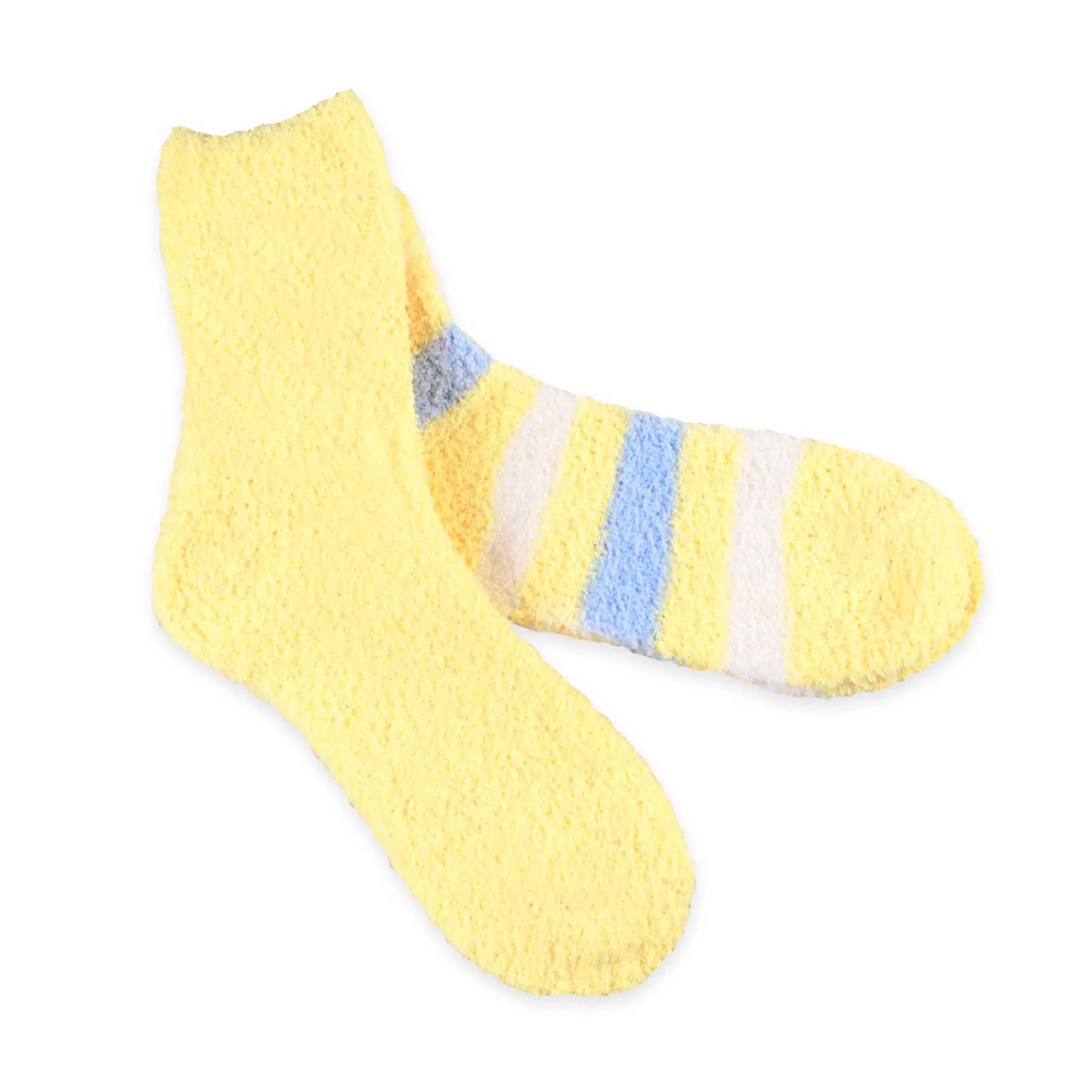 TeeHee Socks Women's Fuzzy Polyester Crew Yellow 2-Pack (11191)