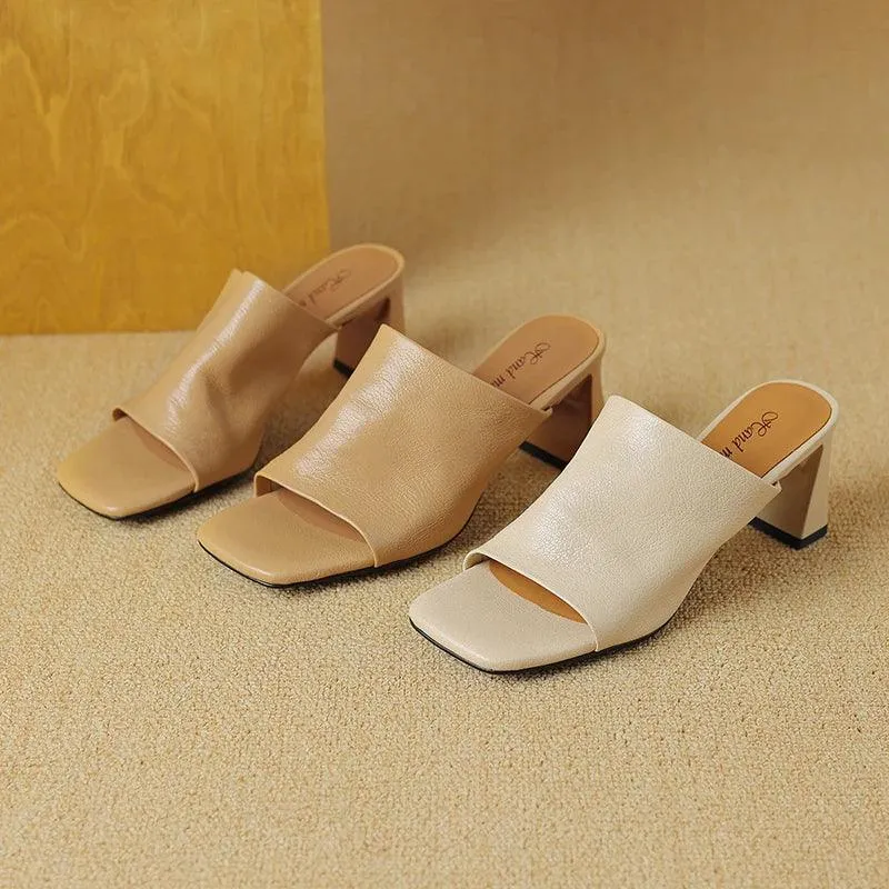 TSS60 Leather Slippers - Women's Casual Shoes Sandals