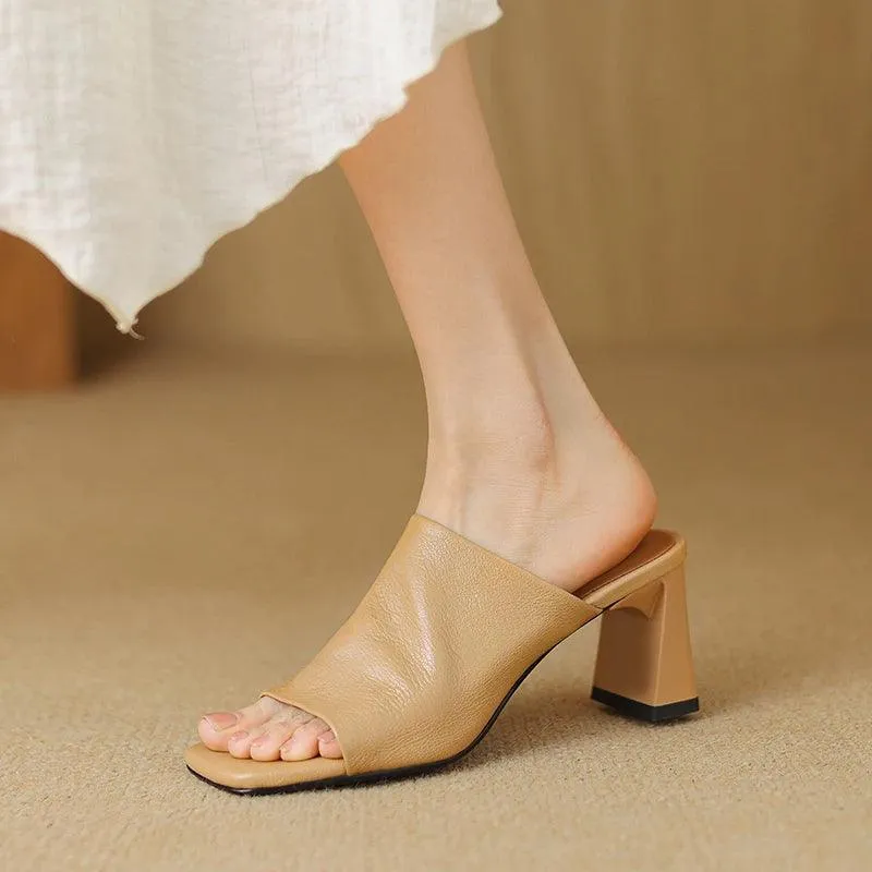 TSS60 Leather Slippers - Women's Casual Shoes Sandals