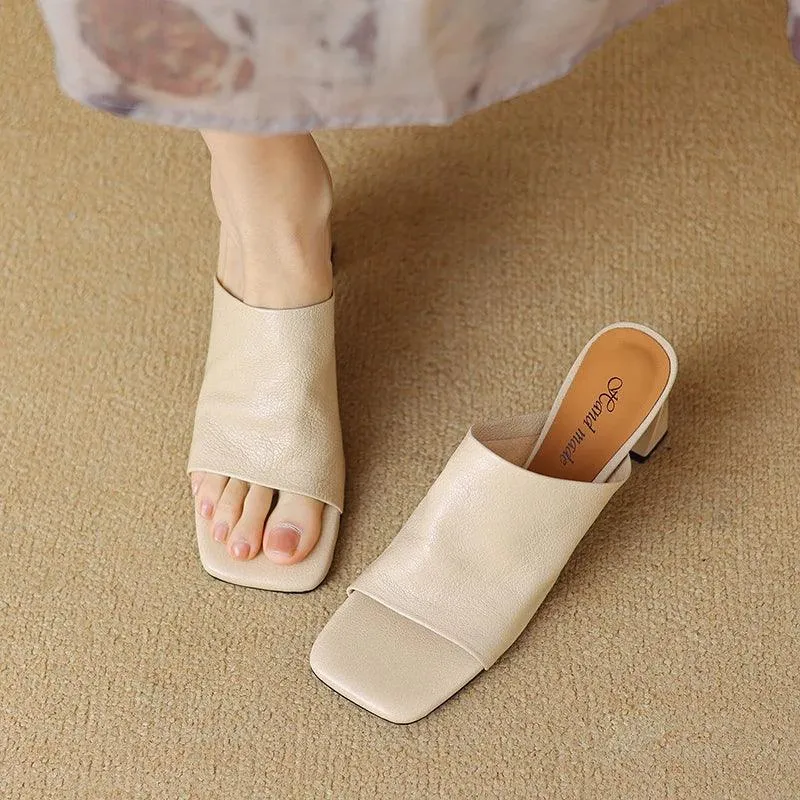 TSS60 Leather Slippers - Women's Casual Shoes Sandals