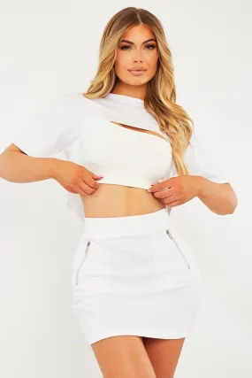 White Extreme Cropped Hem T-shirt - Iliana